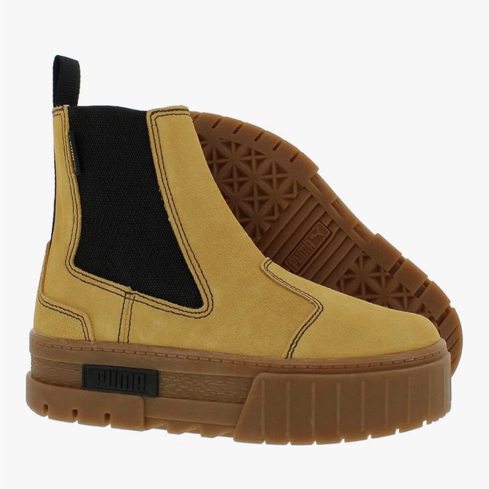 Puma Tan and Black Mayze Chelsea Boots
